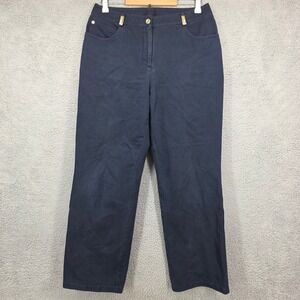 ST JOHN Womens Navy Blue Straight Leg Pants Size 10 Made in USA